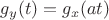 $g_{y}(t)=g_{x}(at)$