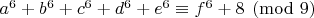 $a^6+b^6+c^6+d^6+e^6 \equiv f^6+8 \pmod{9}$