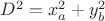 $D^2=x_{a} ^2+ y_{b} ^2$