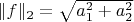 $\|f\|_2=\sqrt{a_1^2+a_2^2}$