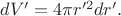 $dV'=4\pi r'^2dr'.$
