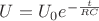 $U=U_0 e^{-\frac{t}{RC}}$