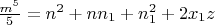 $\frac{m^5}5=n^2+nn_1+n_1^2+2x_1z$