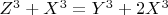 $Z^3+X^3=Y^3+2X^3$