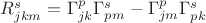 $R^s_{jkm}=\Gamma^p_{jk}\Gamma^s_{pm}-\Gamma^p_{jm}\Gamma^s_{pk}$