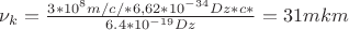 $% MathType!MTEF!2!1!+-
% feaafiart1ev1aaatCvAUfeBSjuyZL2yd9gzLbvyNv2CaerbuLwBLn
% hiov2DGi1BTfMBaeXatLxBI9gBaerbd9wDYLwzYbItLDharqqtubsr
% 4rNCHbGeaGqiVu0Je9sqqrpepC0xbbL8F4rqqrFfpeea0xe9Lq-Jc9
% vqaqpepm0xbba9pwe9Q8fs0-yqaqpepae9pg0FirpepeKkFr0xfr-x
% fr-xb9adbaqaaeGaciGaaiaabeqaamaabaabaaGcbaGaeqyVd42aaS
% baaSqaaiaadUgaaeqaaOGaeyypa0ZaaSaaaeaacaaIZaGaaiOkaiaa
% igdacaaIWaWaaWbaaSqabeaacaaI4aaaaOGaamipeiaac+cacaWGbr
% GaaiOkaiaaiAdacaGGSaGaaGOnaiaaikdacaGGQaGaaGymaiaaicda
% daahaaWcbeqaaiabgkHiTiaaiodacaaI0aaaaOGaamifeiaadAdbca
% GGQaGaamyqeaqaaiaaiAdacaGGUaGaaGinaiaacQcacaaIXaGaaGim
% amaaCaaaleqabaGaeyOeI0IaaGymaiaaiMdaaaGccaWGuqGaamOnea
% aacqGH9aqpcaaIZaGaaGymaiaadYdbcaWG6qaaaa!5783!
\[
\nu _k  = \frac{{3*10^8 m/c/*6,62*10^{ - 34}Dz*c *}}{{6.4*10^{ - 19} Dz}} = 31mkm
\]
$