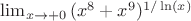 $\lim_{x \to +0}{(x^8+x^9)^{1/\ln(x)}} $