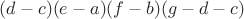 $(d - c) (e - a) (f - b) (g - d - c)$