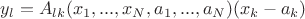 $y_l=A_{lk}(x_1,...,x_N,a_1,...,a_N)(x_k-a_k)$