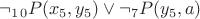 $ \neg _1_0P(x_5,y_5) \vee \neg _7P(y_5,a)  $