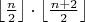 $\big\lfloor\frac{n}{2}\big\rfloor\cdot\big\lfloor\frac{n+2}{2}\big\rfloor\ \ $