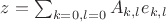 $z=\sum_{k=0,l=0} A_{k,l}e_{k,l}$
