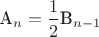 $\underset{n}{ $A$}=\dfrac{1}{2} \underset{n-1}{ $B$}