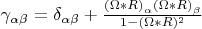 $\gamma_{\alpha\beta}=\delta_{\alpha\beta}+\frac{{(\Omega*R)}_{\alpha}{(\Omega*R)}_{\beta}}{1-(\Omega*R)^2}$