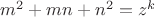 $m^2+mn+n^2=z^k$