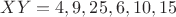 ${XY}={4,9,25,6,10, 15}$