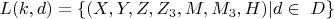 $L(k, d) = \{(X, Y, Z, Z_3, M, M_3, H) | d \in\ D \}$