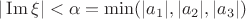$|\operatorname{Im} \xi|<\alpha=\min(|a_1|,|a_2|,|a_3|)$