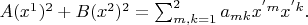 $A(x^1)^2+B(x^2)^2=\sum_{m,k=1}^{2} a_{mk}x^{'m}x^{'k}.$
