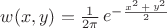 $w(x,y) = \frac{1}{{2\pi }}\mathop e\nolimits^{ - \frac{{\mathop x\nolimits^2  + \mathop y\nolimits^2 }}{2}}