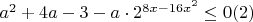$a^2+4a - 3 - a\cdot2^{8x-16x^2}\leq 0 (2)$