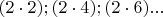 $(2\cdot 2); (2\cdot 4); (2\cdot 6)...$