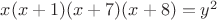 $x(x+1)(x+7)(x+8)=y^2$