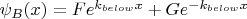 $\psi_{B}(x)=Fe^{k_{below}x}+Ge^{-k_{below}x}$