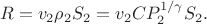 $$R = v_2\rho_2 S_2 = v_2 C
P_2^{1/\gamma}S_2.$$