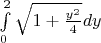 $\int\limits_{0}^{2}\sqrt{1+\frac{y^2}{4}}dy$