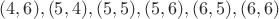 $(4,6),(5,4),(5,5),(5,6),(6,5),(6,6)$