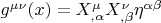 $g^{\mu\nu}(x)=X^\mu_{,\alpha}X^\nu_{,\beta}\eta^{\alpha\beta}$