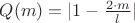 $Q(m) = | 1 - \frac{2 \cdot m} {l} |$