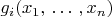 $g_i (x_1, \, \dots \, , x_n)$