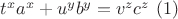 $t^xa^x+u^yb^y=v^zc^z \ (1)$