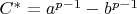 $C^*=a^{p-1}-b^{p-1}$