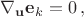 $\nabla_{\mathbf u} \mathbf e_k=0\,,$