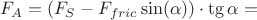 $$F_{A}=(F_{S}-F_{fric}\sin (\alpha) ) \cdot \tg \alpha = $$