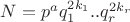 $ N = p^aq_1^{2k_1}..q_r^{2k_r}$