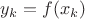 $y_k = f(x_k)$