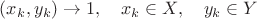 $(x_k,y_k)\to 1,\quad x_k\in X,\quad y_k\in Y$