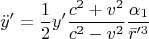 $$\ddot{y}'=\frac{1}{2} y'\frac{c^{2} +v^{2} }{c^{2} -v^{2} } \frac{\alpha _{1} }{\bar{r}'^{3} }$$