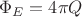 $$\Phi_E=4\pi Q$$