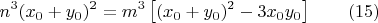 $$n^3(x_0+y_0)^2=m^3\left[(x_0+y_0)^2-3x_0y_0\right]\qquad (15)$$
