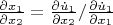 $\frac{\partial x_1}{\partial x_2}= \frac{{\partial \dot u_1 }} {{\partial x_2 }}/\frac{{\partial \dot u_1 }} {{\partial x_1}}$