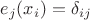 $e_j(x_i)=\delta_{ij}$