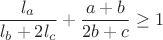 $$\frac{l_a}{l_b+2l_c}+\frac{a+b}{2b+c}\geq1$$