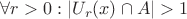 $\forall r > 0: |U_r(x) \cap A| > 1$