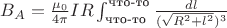 $B_A=\frac{\mu_0}{4\pi}IR\int\limit_{\text{что-то}}^{\text{что-то}}\frac{dl}{(\sqrt{R^2+l^2})^3}$ $B_A=\frac{\mu_0}{4\pi}IR\int\limit_{\text{что-то}}^{\text{что-то}}\frac{dl}{(\sqrt{R^2+l^2})^3}$