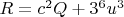 $R=c^2Q+3^6u^3$